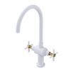 Rubinet Two Handle Single Hole Kitchen Set with LaSalle Spout Matt White