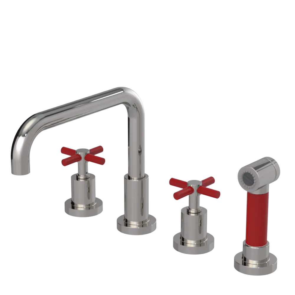 Rubinet Widespread Kitchen Set with Hand Spray Polished Nickel