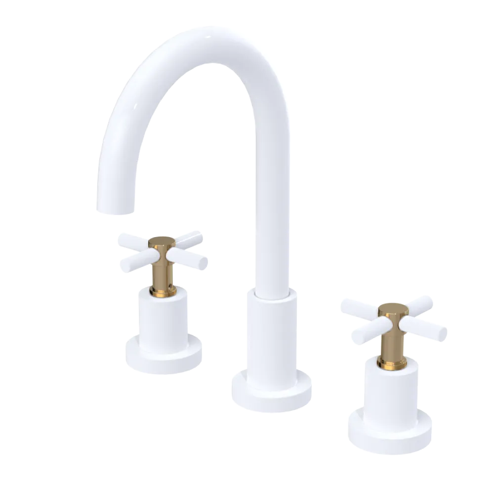 Rubinet Widespread Kitchen Set with LaSalle Spout White