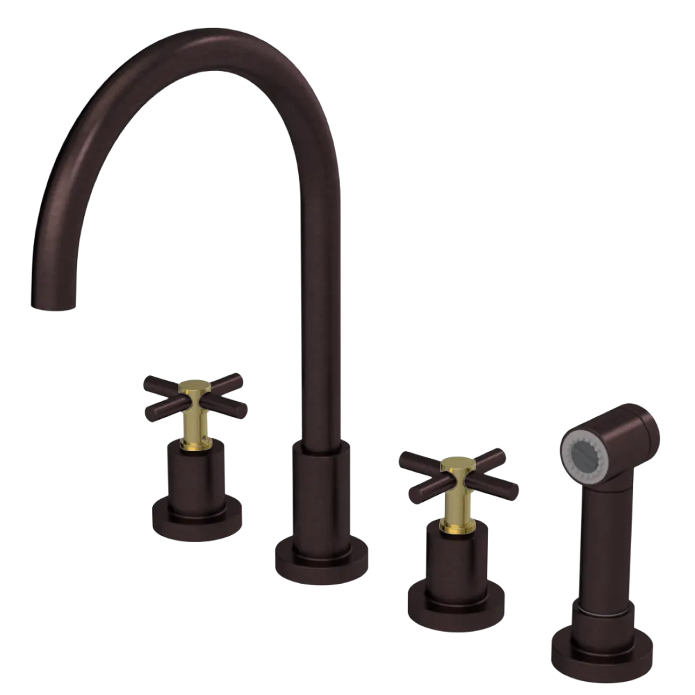 Rubinet Widespread Kitchen Set with LaSalle Spout with Hand Spray Oil Rubbed Bronze