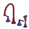 Rubinet Widespread Kitchen Set with Hand Spray Maroon