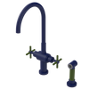 Rubinet Two Handle Single Hole Kitchen Set with LaSalle Spout with Hand Spray Midnight Blue
