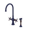 Rubinet Two Handle Single Hole Kitchen Set with Hand Spray Midnight Blue