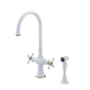 Rubinet Two Handle Single Hole Kitchen Set with Hand Spray White