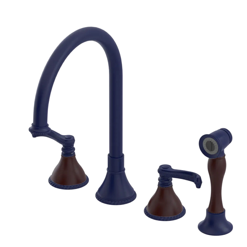 Rubinet Widespread Kitchen Set with Hand Spray Midnight Blue