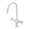 Rubinet Two Handle Single Hole Kitchen Set with LaSalle Spout Matt White