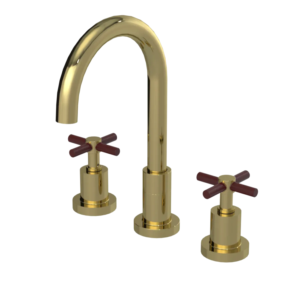 Rubinet Widespread Kitchen Set with LaSalle Spout Natural Brass