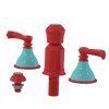 Rubinet Bidet Fitting with Spray, Diverter, and Vacum Breaker (Less Drain) Red