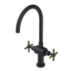 Rubinet Two Handle Single Hole Kitchen Set with LaSalle Spout Matt Black