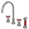 Rubinet Widespread Kitchen Set with LaSalle Spout with Hand Spray Satin Nickel