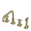 Rubinet Widespread Kitchen Set with Genesis Spout with Hand Spray Gold