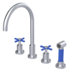 Rubinet Widespread Kitchen Set with LaSalle Spout with Hand Spray Satin Chrome