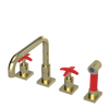 Rubinet Widespread Kitchen Set with Genesis Spout with Hand Spray Gold