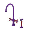 Rubinet Two Handle Single Hole Kitchen Set with Hand Spray Purple Haze