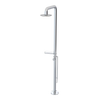 Rubinet Pressure Balance Outdoor Shower with Foot Rinse & 10" Shower Head (with shelf) - 304 Stainless Steel Chrome
