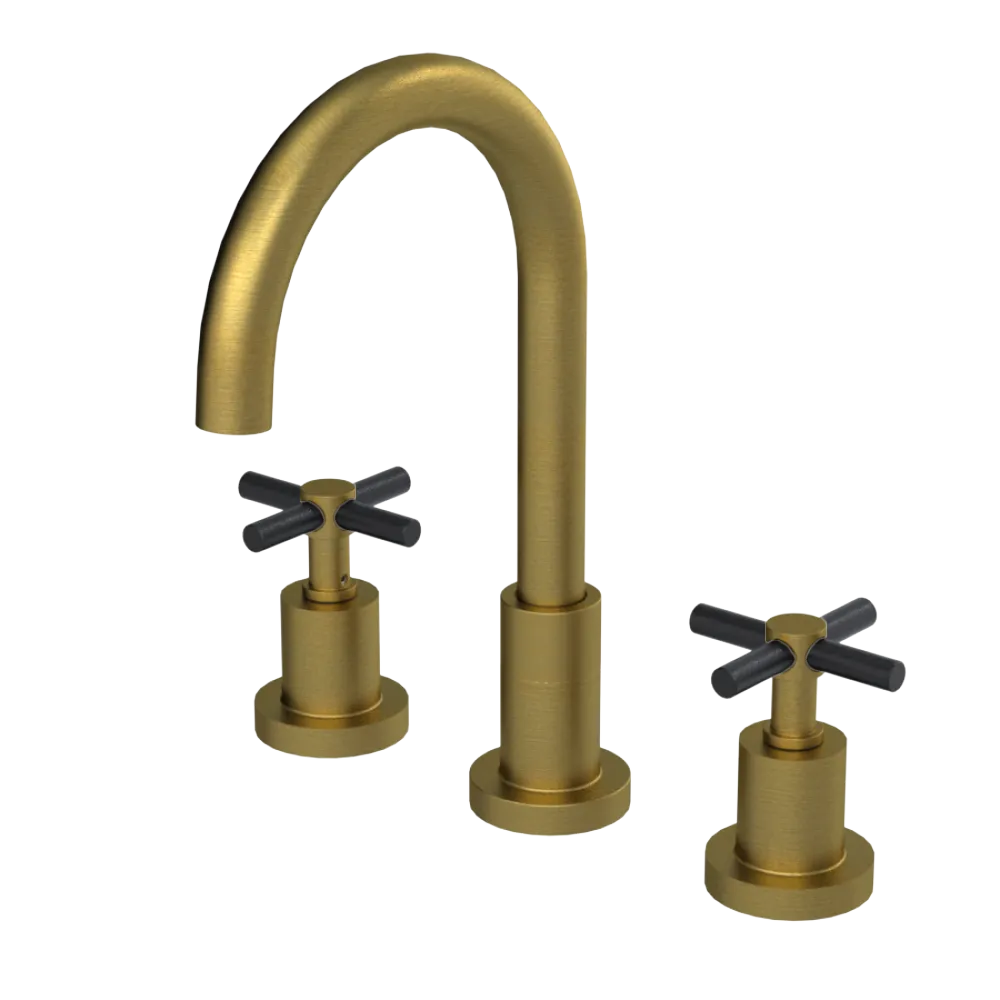 Rubinet Widespread Kitchen Set with LaSalle Spout Antique Brass Matt