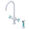 Rubinet Two Handle Single Hole Kitchen Set with LaSalle Spout with Hand Spray White