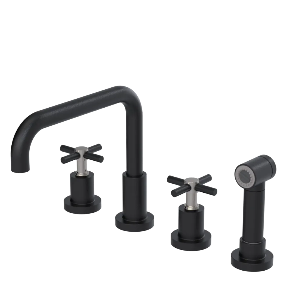 Rubinet Widespread Kitchen Set with Hand Spray Matt Black
