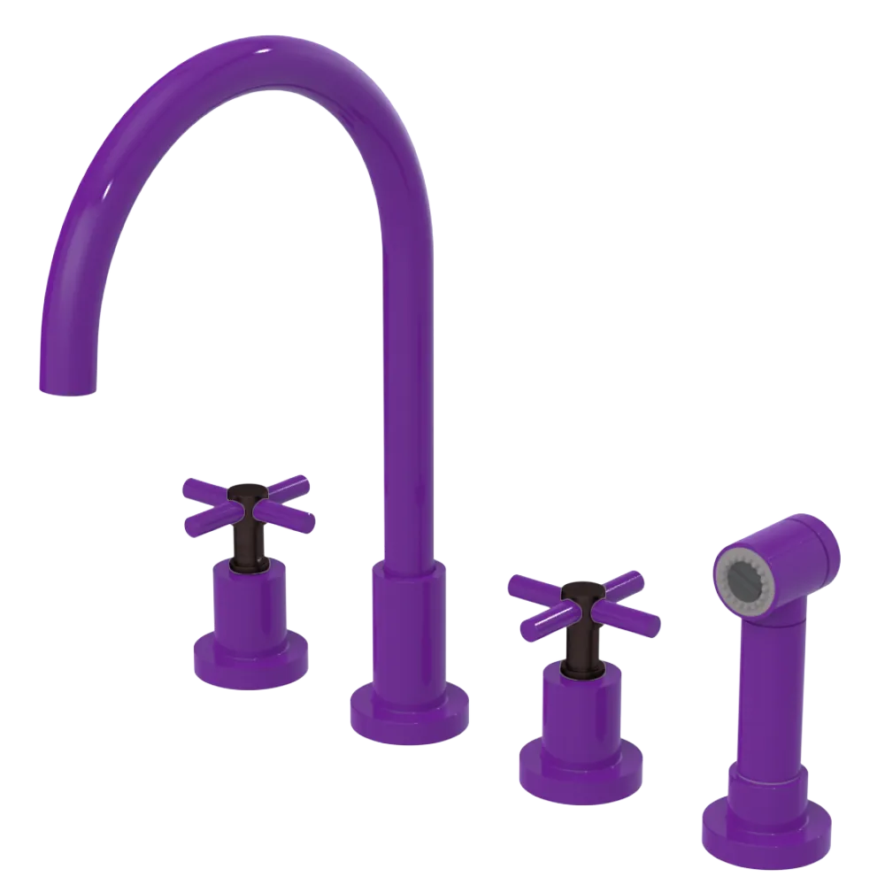 Rubinet Widespread Kitchen Set with LaSalle Spout with Hand Spray Purple Haze