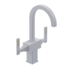 Rubinet Single Hole Dual Handle Lav. Set. (less drain) White