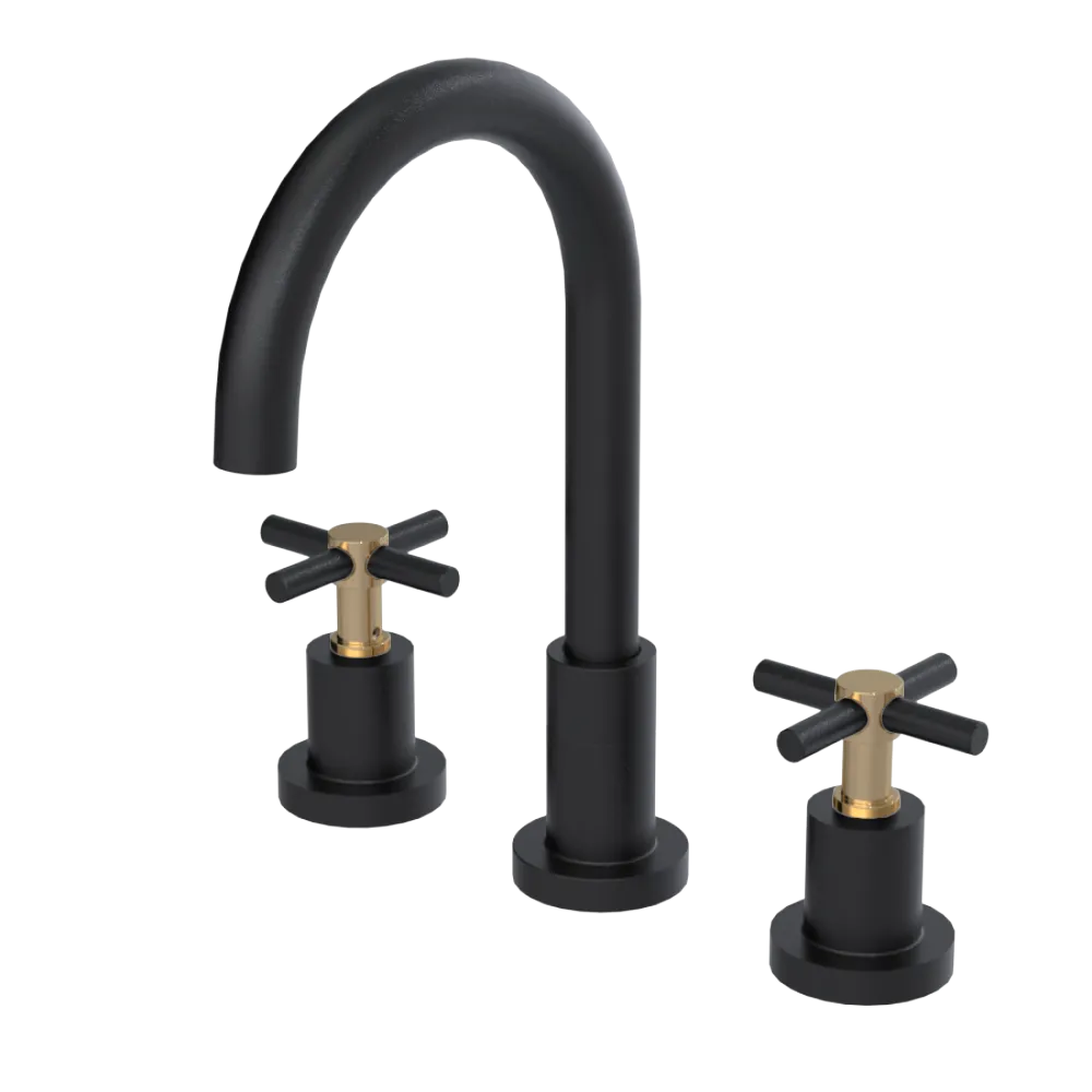 Rubinet Widespread Kitchen Set with LaSalle Spout Matt Black