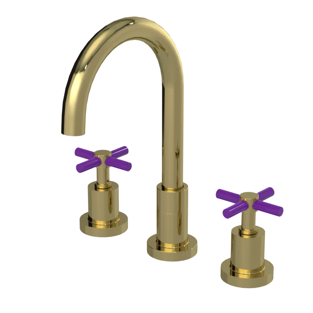 Rubinet Widespread Kitchen Set with LaSalle Spout Natural Brass