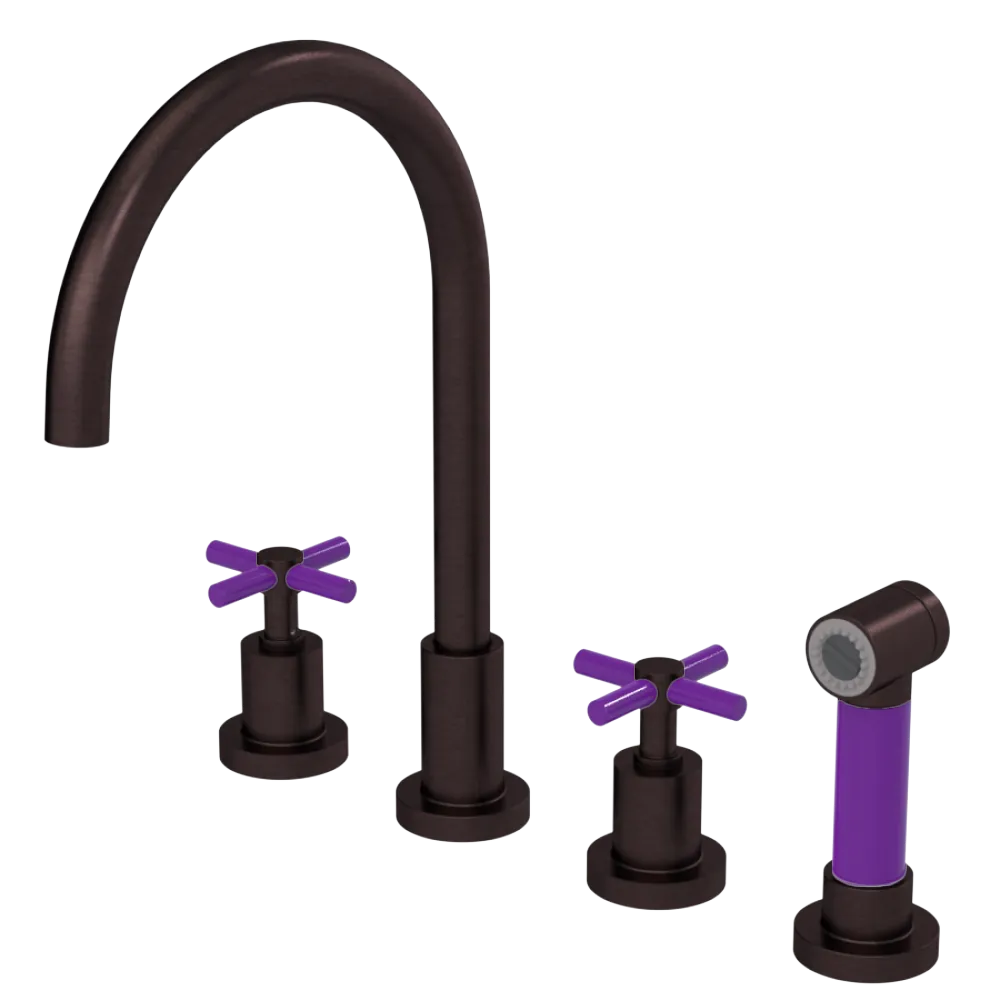 Rubinet Widespread Kitchen Set with LaSalle Spout with Hand Spray Oil Rubbed Bronze