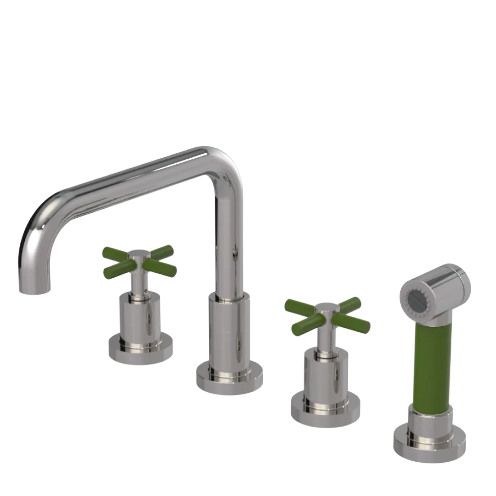Rubinet Widespread Kitchen Set with Hand Spray Polished Nickel