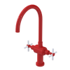 Rubinet Two Handle Single Hole Kitchen Set with LaSalle Spout Red