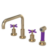 Rubinet Widespread Kitchen Set with Hand Spray Gold