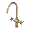 Rubinet Two Handle Single Hole Kitchen Set with LaSalle Spout Satin Gold