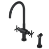 Rubinet Two Handle Single Hole Kitchen Set with LaSalle Spout with Hand Spray Matt Black