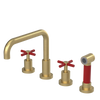Rubinet Widespread Kitchen Set with Hand Spray Satin Brass