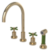 Rubinet Widespread Kitchen Set with LaSalle Spout with Hand Spray Gold
