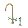 Rubinet Two Handle Single Hole Kitchen Set with Hand Spray Gold