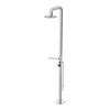 Rubinet Pressure Balance Outdoor Shower with Foot Rinse & 10" Shower Head (with shelf) - 304 Stainless Steel Chrome