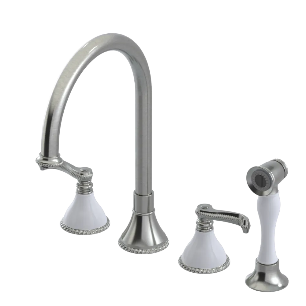 Rubinet Widespread Kitchen Set with Hand Spray Satin Nickel
