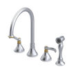 Rubinet Widespread Kitchen Set with Hand Spray Satin Chrome