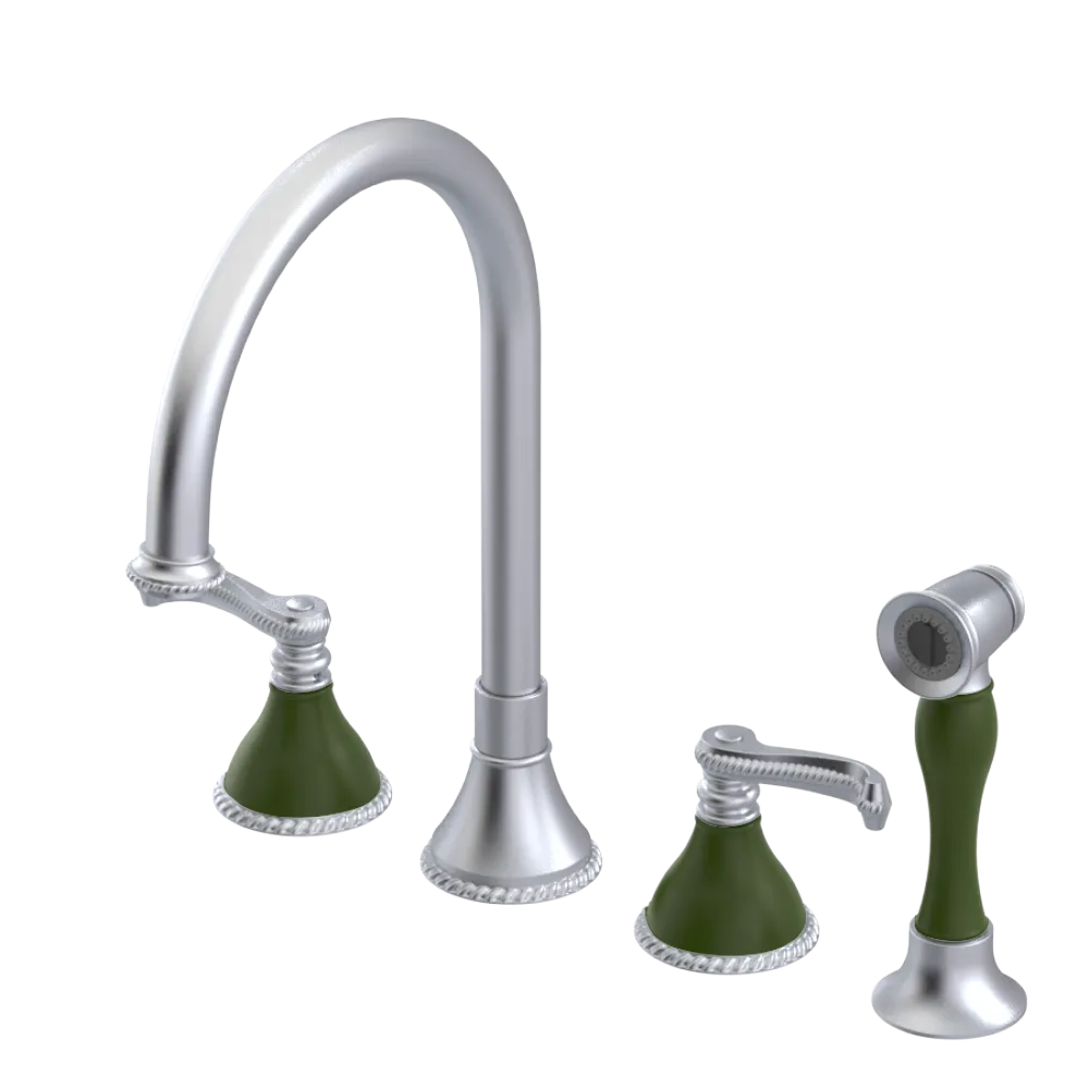 Rubinet Widespread Kitchen Set with Hand Spray Satin Chrome