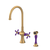 Rubinet Two Handle Single Hole Kitchen Set with Hand Spray Satin Gold