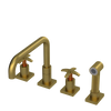 Rubinet Widespread Kitchen Set with Genesis Spout with Hand Spray Antique Brass Matt