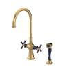Rubinet Two Handle Single Hole Kitchen Set with Hand Spray Gold