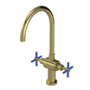 Rubinet Two Handle Single Hole Kitchen Set with LaSalle Spout Natural Brass