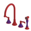 Rubinet Widespread Kitchen Set with Hand Spray Red