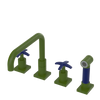 Rubinet Widespread Kitchen Set with Genesis Spout with Hand Spray Green Envy