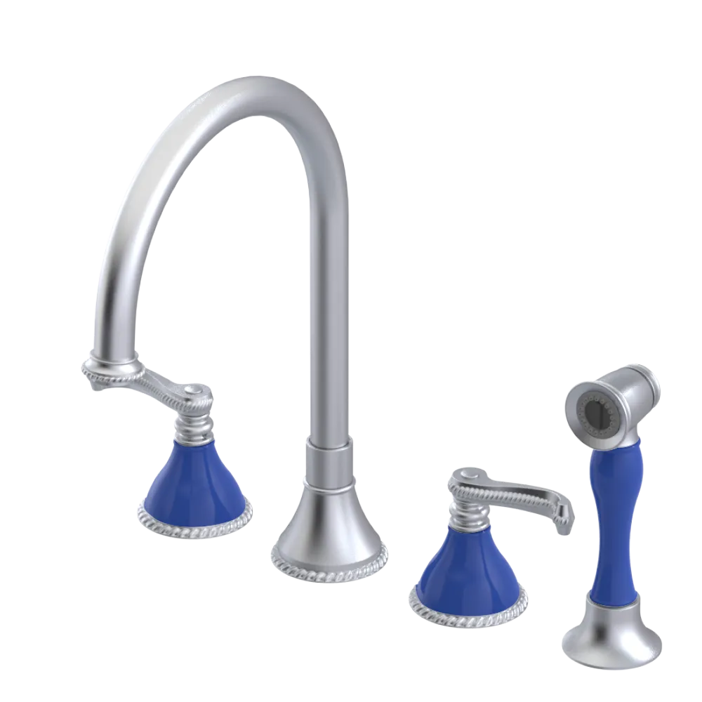 Rubinet Widespread Kitchen Set with Hand Spray Satin Chrome