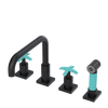 Rubinet Widespread Kitchen Set with Genesis Spout with Hand Spray Matt Black