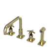 Rubinet Widespread Kitchen Set with Genesis Spout with Hand Spray Gold