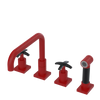 Rubinet Widespread Kitchen Set with Genesis Spout with Hand Spray Maroon