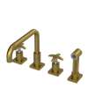 Rubinet Widespread Kitchen Set with Genesis Spout with Hand Spray Antique Brass Matt